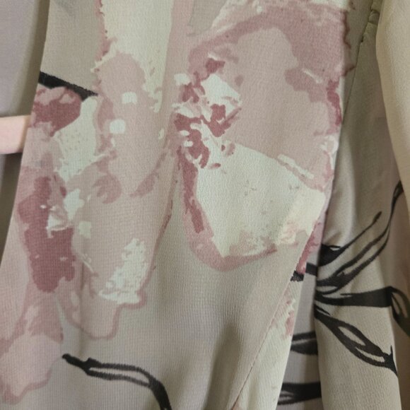 Lulus Loving You Dusty Purple Floral Maxi Wrap Dress Balloon Sheer Sleeve Size S - Picture 7 of 10